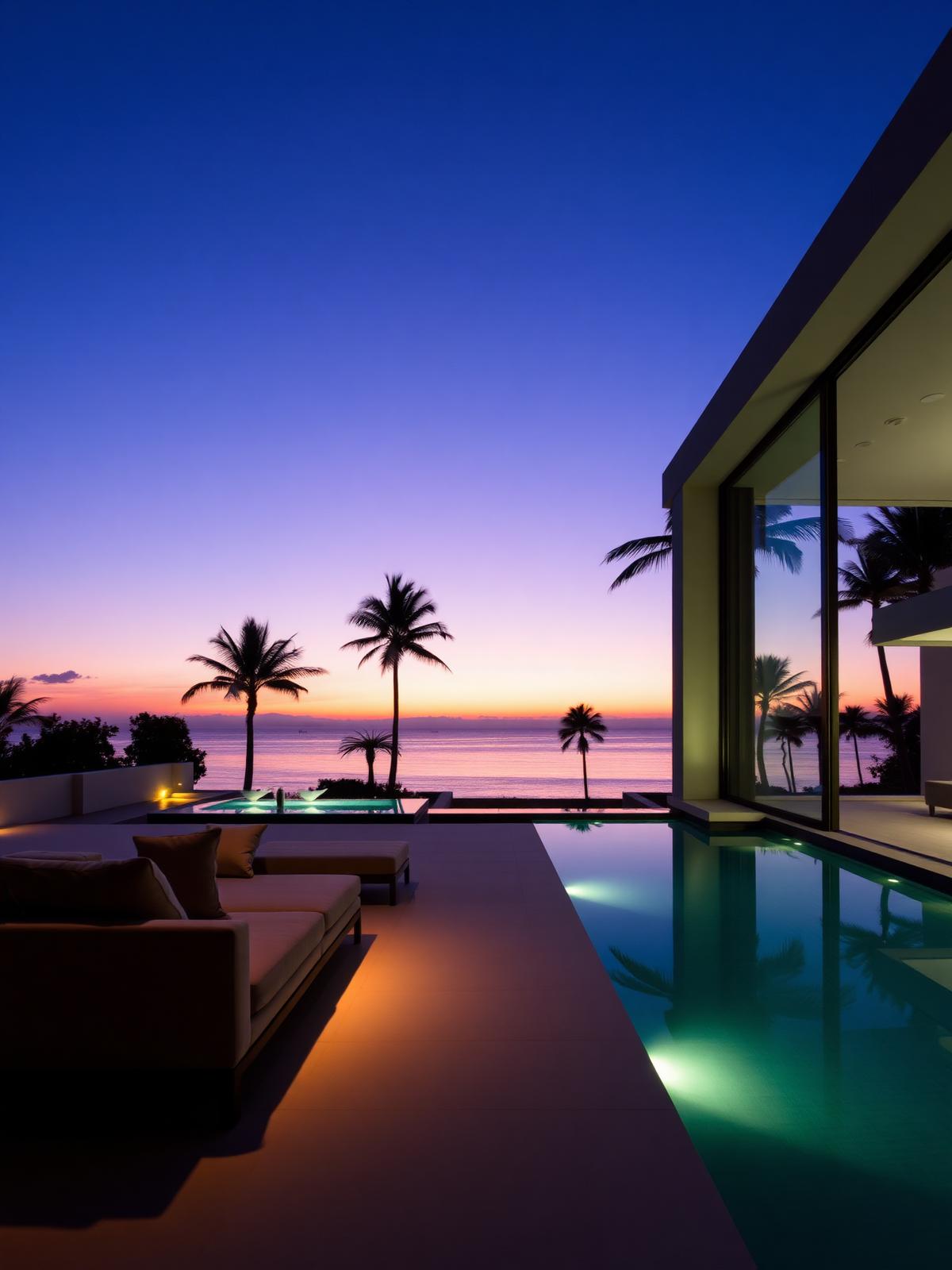 Villa Ledu — evening pool deck